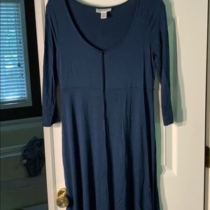 3/4 sleeve Blue A-Line Pregnancy Dress